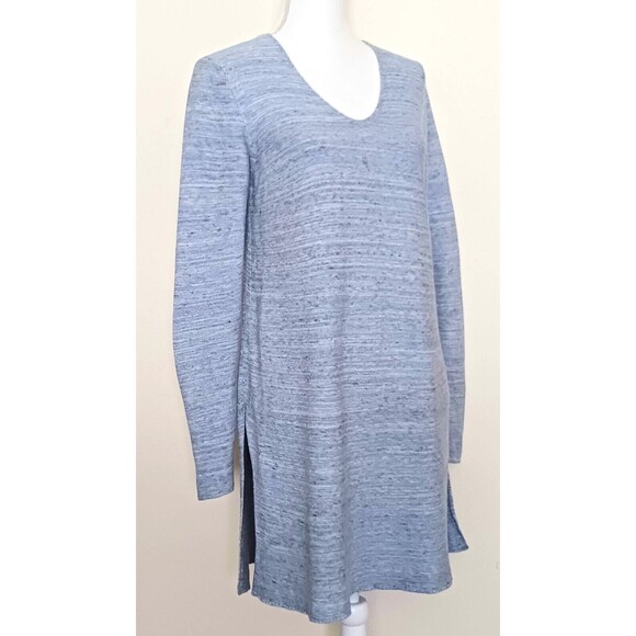 J Jill Pure Jill Long Knit Tunic Top Blue Cotton Linen Sz M - Picture 5 of 8